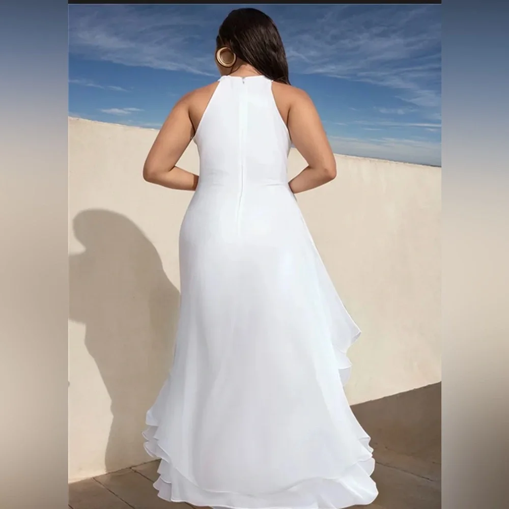 NWT  Xpluswear Design Plus Size Black Halter
Collar Split Ruffle Maxi Dresses - Picture 3 of 4